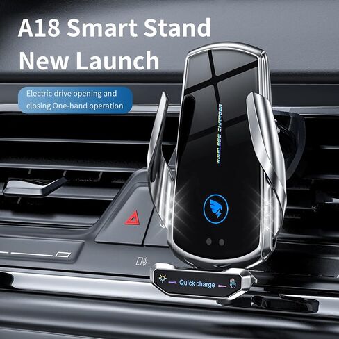 Wireless Car Charger Mount Automotive Electric Induction 15W Fast Charging Auto Clamping Car Phone Holder Mount Wireless Charging Mount Air Vent Phone Holde Compatible with All Android (Black) in Saudi Arabia