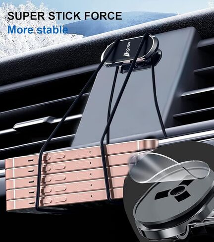 حامل هاتف مغناطيسي للسيارة [6 مغناطيسات قوية] حامل هاتف مغناطيسي قابل للطي من خليط معدني للسيارة، دوران 360 درجة، حامل هاتف على لوحة القيادة متوافق مع جميع هواتف iPhone in Kuwait