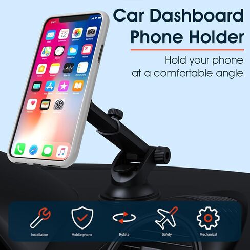 Car Phone Mount Stick-On Dashboard Holder, 360° Rotatable, Strong Adhesive in Saudi Arabia