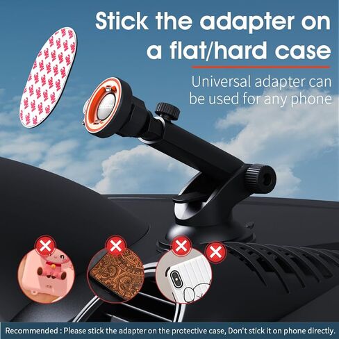 Car Phone Mount Stick-On Dashboard Holder, 360° Rotatable, Strong Adhesive in Saudi Arabia