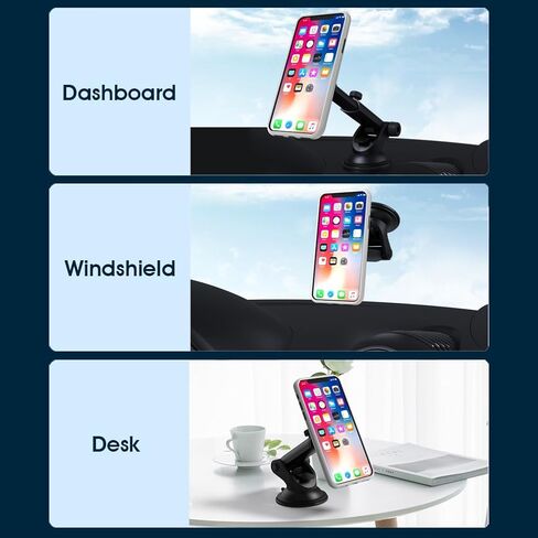 Car Phone Mount Stick-On Dashboard Holder, 360° Rotatable, Strong Adhesive in Saudi Arabia