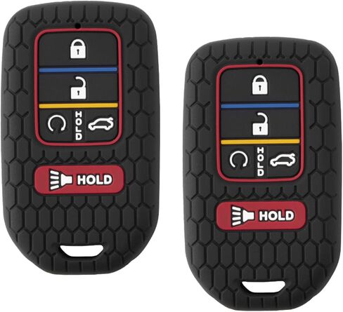 AME 2PCS Deluxe Key Fob Cover for Honda Accord CR-V Civic Pilot (RED Black Combo) in Kuwait