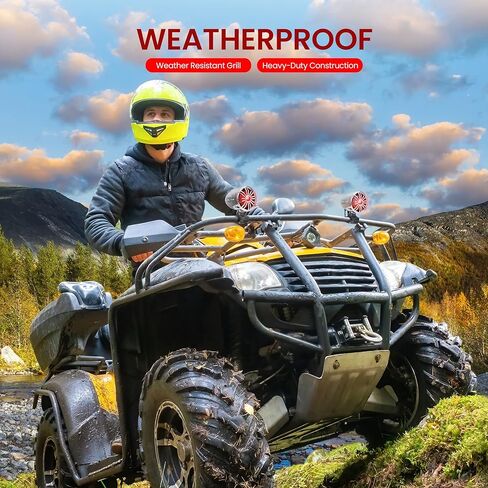 Pyle Bluetooth Waterproof Off-Road Speakers - 3.5" 40W Marine Grade Woofer Sound System w/RGB Light, Full Range Outdoor Audio Stereo Speaker for Motorcycle, ATV, Jeep, Boat, Includes Brackets in Saudi Arabia