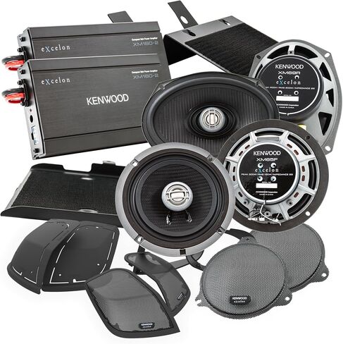 Kenwood Excelon P-HD3FR Audio Package for Select 2014-Up Harley-Davidson Models - (2) XM160-2 Audio Amplifier, (2) 6.5" Excelon XM65F & (2) 6"x9" XM69R Motorcycle Speakers, CA-CUT14 Saddlebag Kit in Saudi Arabia