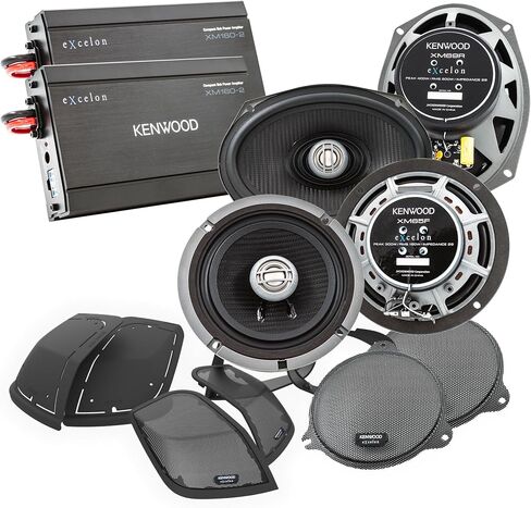 Kenwood Excelon P-HD3FR Audio Package for Select 2014-Up Harley-Davidson Models - (2) XM160-2 Audio Amplifier, (2) 6.5" Excelon XM65F & (2) 6"x9" XM69R Motorcycle Speakers, CA-CUT14 Saddlebag Kit in Saudi Arabia