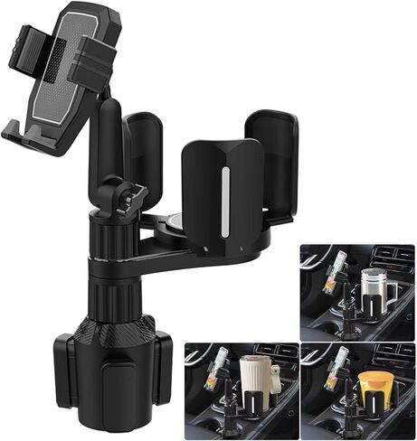 حامل كأس HUMBEST حامل هاتف للسيارة، حامل هاتف للسيارة - حامل هاتف خلوي يدور 360 درجة متوافق مع جميع الهواتف الذكية - موسع حامل أكواب لتجربة قيادة أكثر ملاءمة in Kuwait