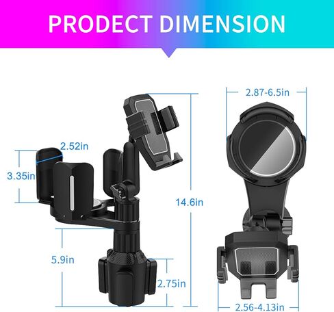 حامل كأس HUMBEST حامل هاتف للسيارة، حامل هاتف للسيارة - حامل هاتف خلوي يدور 360 درجة متوافق مع جميع الهواتف الذكية - موسع حامل أكواب لتجربة قيادة أكثر ملاءمة in Kuwait