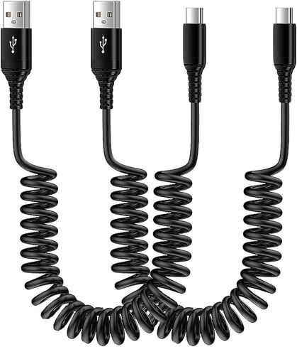 كابل USB A إلى USB C شحن سريع شاحن Android نوع C سلك ملفوف قابل للسحب تلقائيًا 3FT لهاتف Samsung Galaxy A54 A14 5G A23 A24 A34 S23 S22 S21 S20 A03S A12 A13 A53 A32 A42 Z Fold 5 Flip5، Pixel 8 7 6 in Kuwait