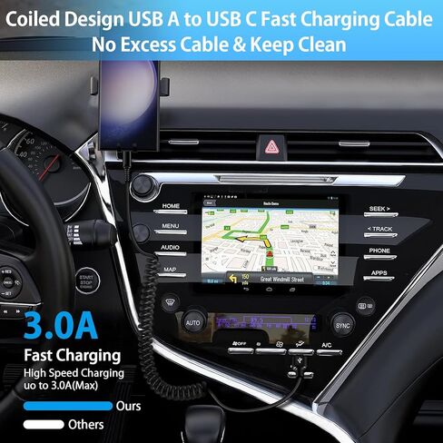 كابل USB A إلى USB C شحن سريع شاحن Android نوع C سلك ملفوف قابل للسحب تلقائيًا 3FT لهاتف Samsung Galaxy A54 A14 5G A23 A24 A34 S23 S22 S21 S20 A03S A12 A13 A53 A32 A42 Z Fold 5 Flip5، Pixel 8 7 6 in Kuwait