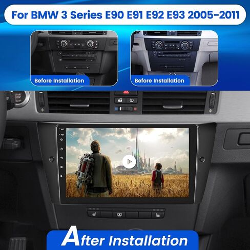 ستيريو سيارة أندرويد 9 بوصة لسيارة BMW 3 Series E90 E91 E92 E93 2005-2011، راديو شاشة لمس السيارة مع نظام ملاحة GPS، وصلة مرآة لنظام Android/iOS، بلوتوث وكاميرا احتياطية in Saudi Arabia