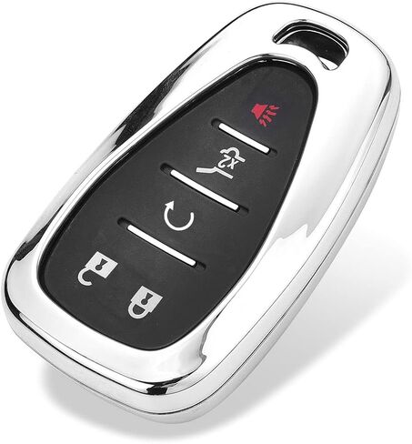 Royalfox 3 4 5 6 Buttons 3D Bling Diamond Rhinestones Girly Smart Remote Key Fob Case Cover for 2016 2017 2018 2019 2020 2021 2022 Chevy Chevrolet Malibu Camaro Cruze Traverse (Silver) in Kuwait