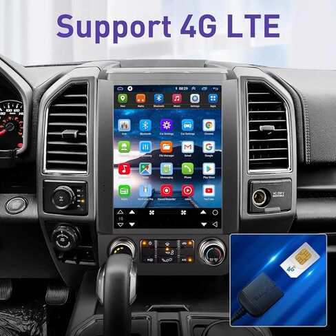 لسيارة Ford F150 2015 2016 2017 2018 ترقية راديو ستيريو، نظام Android 12 4+64G ملاحة مدمج في Carplay اللاسلكي ودعم Android Auto DSP 4G LTE مع كاميرا احتياطية AHD مجانية in Kuwait