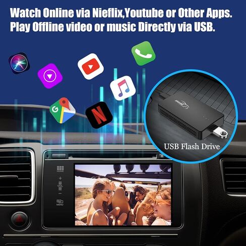 KAMING Wireless CarPlay Adapter with Netflix - The Magic Box 2023 CarPlay Adapter for iPhone & Android Phone to Stream to Car & Convert Wired to Wireless Apple CarPlay & Wireless Android Auto Adapter in Kuwait
