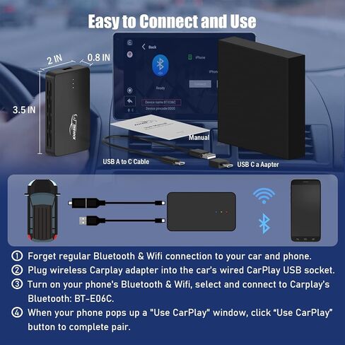 KAMING Wireless CarPlay Adapter with Netflix - The Magic Box 2023 CarPlay Adapter for iPhone & Android Phone to Stream to Car & Convert Wired to Wireless Apple CarPlay & Wireless Android Auto Adapter in Kuwait