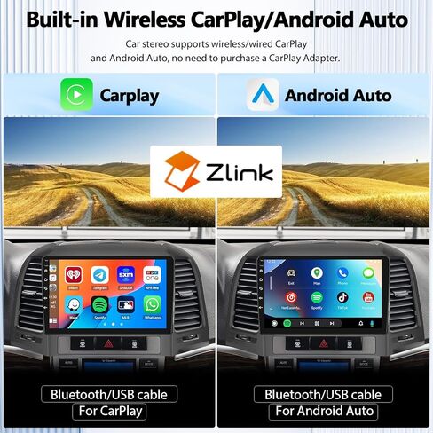 ستيريو سيارة UNITOPSCI Android 11 لسيارة Hyundai Santa Fe 2006-2012 لاسلكي Apple CarPlay Android Auto 9 بوصة HD شاشة لمس GPS ملاحة بلوتوث HiFi WiFi FM WiFi SWC 2G+32G + ميكروفون كاميرا Bakup in Kuwait