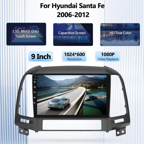 ستيريو سيارة UNITOPSCI Android 11 لسيارة Hyundai Santa Fe 2006-2012 لاسلكي Apple CarPlay Android Auto 9 بوصة HD شاشة لمس GPS ملاحة بلوتوث HiFi WiFi FM WiFi SWC 2G+32G + ميكروفون كاميرا Bakup in Kuwait