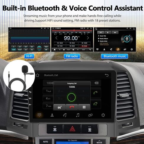 ستيريو سيارة UNITOPSCI Android 11 لسيارة Hyundai Santa Fe 2006-2012 لاسلكي Apple CarPlay Android Auto 9 بوصة HD شاشة لمس GPS ملاحة بلوتوث HiFi WiFi FM WiFi SWC 2G+32G + ميكروفون كاميرا Bakup in Kuwait