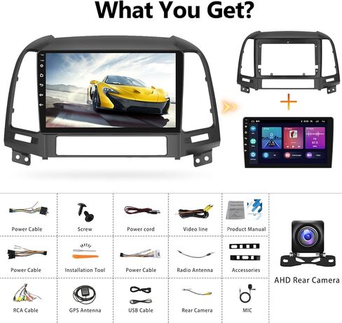 ستيريو سيارة UNITOPSCI Android 11 لسيارة Hyundai Santa Fe 2006-2012 لاسلكي Apple CarPlay Android Auto 9 بوصة HD شاشة لمس GPS ملاحة بلوتوث HiFi WiFi FM WiFi SWC 2G+32G + ميكروفون كاميرا Bakup in Kuwait