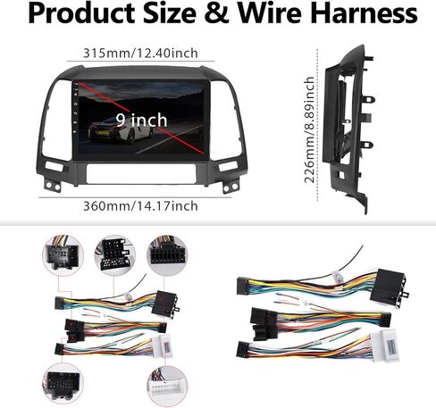 ستيريو سيارة UNITOPSCI Android 11 لسيارة Hyundai Santa Fe 2006-2012 لاسلكي Apple CarPlay Android Auto 9 بوصة HD شاشة لمس GPS ملاحة بلوتوث HiFi WiFi FM WiFi SWC 2G+32G + ميكروفون كاميرا Bakup in Kuwait