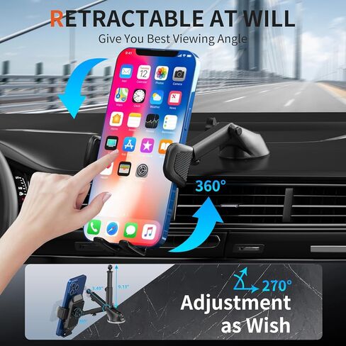 Poboko حامل الهاتف الخليوي العالمي للسيارة [حاملات الهاتف المطورة] حامل الهاتف للسيارة، حامل السيارة بدون استخدام اليدين، حامل هاتف السيارة للوحة القيادة / الزجاج الأمامي / فتحة تهوية تناسب هاتف iPhone Android الذكي in Kuwait