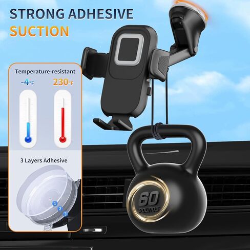 Poboko حامل الهاتف الخليوي العالمي للسيارة [حاملات الهاتف المطورة] حامل الهاتف للسيارة، حامل السيارة بدون استخدام اليدين، حامل هاتف السيارة للوحة القيادة / الزجاج الأمامي / فتحة تهوية تناسب هاتف iPhone Android الذكي in Kuwait