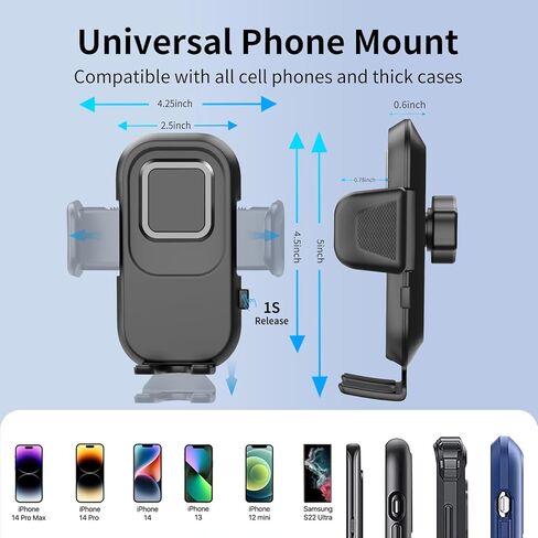 Poboko حامل الهاتف الخليوي العالمي للسيارة [حاملات الهاتف المطورة] حامل الهاتف للسيارة، حامل السيارة بدون استخدام اليدين، حامل هاتف السيارة للوحة القيادة / الزجاج الأمامي / فتحة تهوية تناسب هاتف iPhone Android الذكي in Kuwait