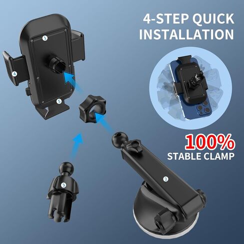 Poboko حامل الهاتف الخليوي العالمي للسيارة [حاملات الهاتف المطورة] حامل الهاتف للسيارة، حامل السيارة بدون استخدام اليدين، حامل هاتف السيارة للوحة القيادة / الزجاج الأمامي / فتحة تهوية تناسب هاتف iPhone Android الذكي in Kuwait