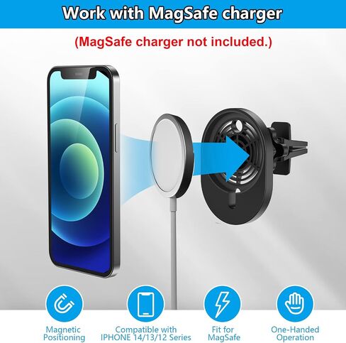 Car Vent Holder for Apple MagSafe Charger Compatible with iPhone 14/14 Plus/14 Pro/14 Pro Max and iPhone 13/12 Series(Charger not Included) in Saudi Arabia