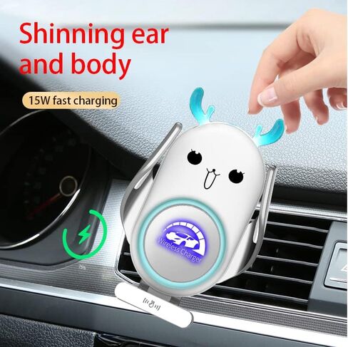 Wireless Car Charger, Automatic Clamping,15W Fast Charging, Compatible with iPhone 13/ 13Pro/12/12Pro/SE/11/11Pro/XSMax/XS/XR/X/8,Samsung S22/ S21/S20/ S10/S9/S8/Note20/ Note10/9 in Kuwait