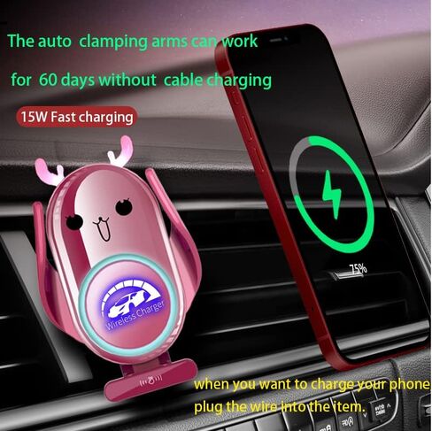 Wireless Car Charger, Automatic Clamping,15W Fast Charging, Compatible with iPhone 13/ 13Pro/12/12Pro/SE/11/11Pro/XSMax/XS/XR/X/8,Samsung S22/ S21/S20/ S10/S9/S8/Note20/ Note10/9 in Kuwait