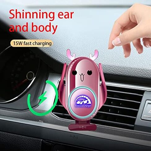 Wireless Car Charger, Automatic Clamping,15W Fast Charging, Compatible with iPhone 13/ 13Pro/12/12Pro/SE/11/11Pro/XSMax/XS/XR/X/8,Samsung S22/ S21/S20/ S10/S9/S8/Note20/ Note10/9 in Kuwait