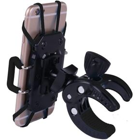 XYZ Supplies® Cell Phone Mount/Holder for Boat, Motorcycle/Bike Handlebars, Microphone, Music, or Drum Stand, iPhone, Samsung, Smart Phone, (Black)