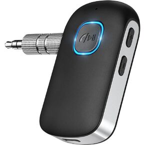 محول BCADON AUX Bluetooth 5.0 للسيارة - [إلغاء الضوضاء] 3.5 ملم مستقبلات الوسائط الرقمية ستيريو للسيارة/مكبرات الصوت/سماعات الرأس السلكية/ستيريو منزلي مع عمر بطارية 12 ساعة in Kuwait