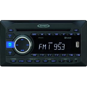 Jensen JWM452 2-سبيكر Zones AM/FM|DVD|BT|AUX|Bluetooth Wall Mount stereo o, Front USB w/ MP3/WMA Playback, DVD/CD-R/RW وMP3، متوافق مع مدخل AUX A/V (3. 5 مم)، مرفق جهاز التحكم عن بعد