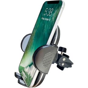 حامل هاتف Fugetek، حامل بفتحة تهوية للهواء، حامل قابل للتعديل، إطلاق سريع، ألواح مشبك معدنية متينة، دوران 360 درجة، متوافق مع هواتف iPhone وAndroid (أسود/رمادي) in Kuwait