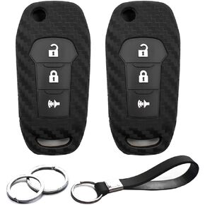INFIPAR قطعتان متوافقتان مع 3 أزرار 2022 2021 2020 Ford Explorer Ranger F-150 F-250 F-350 F-450 F-550 Super Duty EcoSport من ألياف الكربون تبدو وكأنها غطاء حماية من السيليكون بدون مفتاح عن بعد in Kuwait