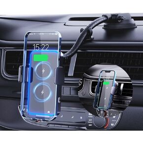 MANKIW Wireless Car Charger Built-in Infrared Sensorn 15W Dual Coil Car Charger Mount Compatible with iPhone 14/14pro/14 pro max/13/13pro/13pro MAX/12/12pro/12pro MAX, Samsung Z Fold/Z flip/S21 in Kuwait