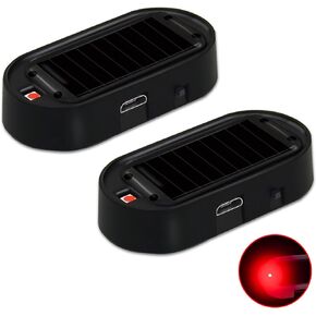 Shudyear Car Solar Power Simulated Dummy Alarm，New Model&Brighter & Clearer，Anti-Theft LED Flashing Security Light Fake lamp with USB Charger Port，2PCS (Red & Blue) in Kuwait