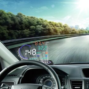 5.5'' HUD Head Display, Windshield Screen Projector Vehicle Speed, Hud Overspeed Alarm, Km/h MPH, OBDII/EUOBD Interface Plug Car Hud Screen in Saudi Arabia