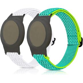 2 Pack AirTag Bracelet for Kids, Nylon Wristband for Apple Air Tag Anti Lost GPS Tracker Holder with Protective Case Strap for Children, Adjustable Watch Band for Toddlers Girls Boys Elders
