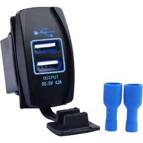 SVAHAOMG 4.2A Fast Dual USB Charger Rocker Switch Style Blue LED Light USB Quick Charger Socket 12V/24V Fast Charge Socket for Car Boat Truck RV in Saudi Arabia