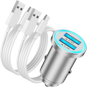 iPhone 15 Fast Car Charger, [MFi Certified] Mini 4.8A All Metal Dual USB Car Charger Fast Charge Adapter with 2 Pack USB to USB C Cable for iPhone 15/15 Plus/15 Pro/15 Pro Max, iPad Pro/Air/Mini in Kuwait