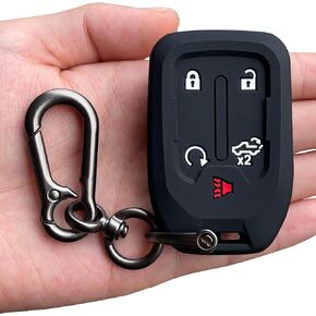 TANDRIVE 2PCS Silicone Smart Key Fob Case Cover for 2023 2022 2021 2020 2019 Chevy Silverado and GMC Sierra 1500 2500HD 3500HD, Remote Protector Accessories Holder(Key Ring,Black and Black) in Kuwait
