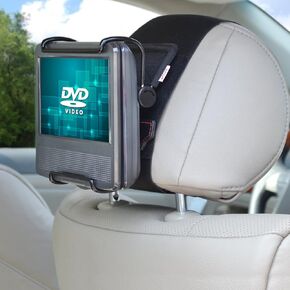 TFY Universal Car Headrest Mount Holder with Angle- Adjustable Holding Clamp for 7-9 Inch Swivel Screen Portable DVD Players, Black in Saudi Arabia