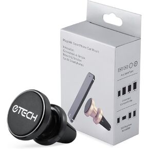 Magnetic Phone Car Mount Holder, eTECH Magnetic Mount Universal Air Vent for iPhone X / 8 Plus / 7 / 6S / 5S, Galaxy S5 / S6 / S7 / S8 / S9, Google Pixel, LG, & Other Smartphones (2Pack Black)