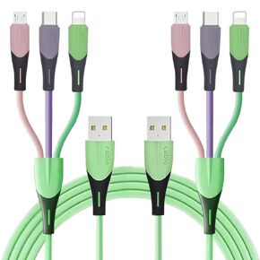 كيبل شحن متعدد 5 امبير 3 في 1 متعدد USB فائق السرعة مع الجوال/USB-C/Micro-USB للهواتف الخلوية/IP/سامسونج جالكسي/بي اس/ال جي/جوجل بكسل/هواوي/التابلت والمزيد [عبوتان/3 قدم] in Kuwait