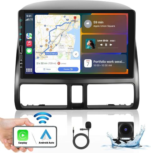 Hikity 9 "ستيريو سيارة أندرويد لهوندا CRV 2002-2006 لاسلكي Carplay أندرويد السيارات لتحديد المواقع والملاحة ستيريو بلوتوث سيارة استقبال الصوت شاشة تعمل باللمس in Kuwait