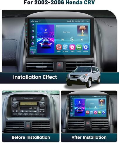 Hikity 9 "ستيريو سيارة أندرويد لهوندا CRV 2002-2006 لاسلكي Carplay أندرويد السيارات لتحديد المواقع والملاحة ستيريو بلوتوث سيارة استقبال الصوت شاشة تعمل باللمس in Kuwait