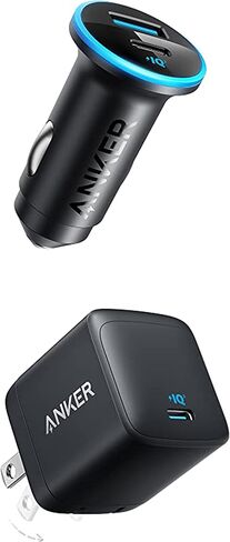 محول شاحن سيارة USB C (52.5 واط)، شاحن هاتف سيارة صغير الحجم Anker 323 مع شاحن USB C 33 واط، شاحن Anker 323، شاحن مدمج بمنفذين مع شاحن 45 واط in Saudi Arabia