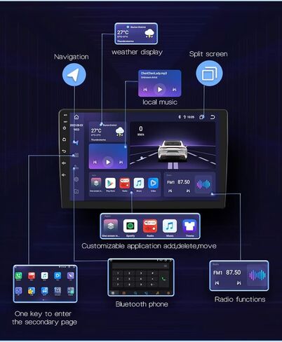 راديو ستيريو للسيارة بنظام تشغيل اندرويد 10 متوافق مع تويوتا كامري 2007-2011 وتويوتا اوريون 2006-2011 مع مشغل فيديو للسيارة مقاس 9 انش ومشغل وسائط متعددة ونظام تحديد المواقع وبلوتوث in Kuwait
